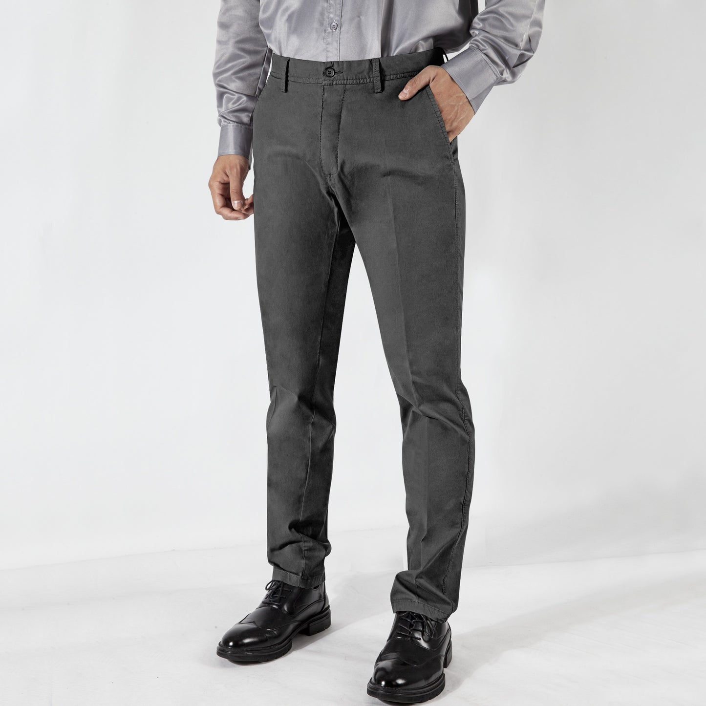 Men's S/S Satin-Finish Cotton  Business Suit Pants