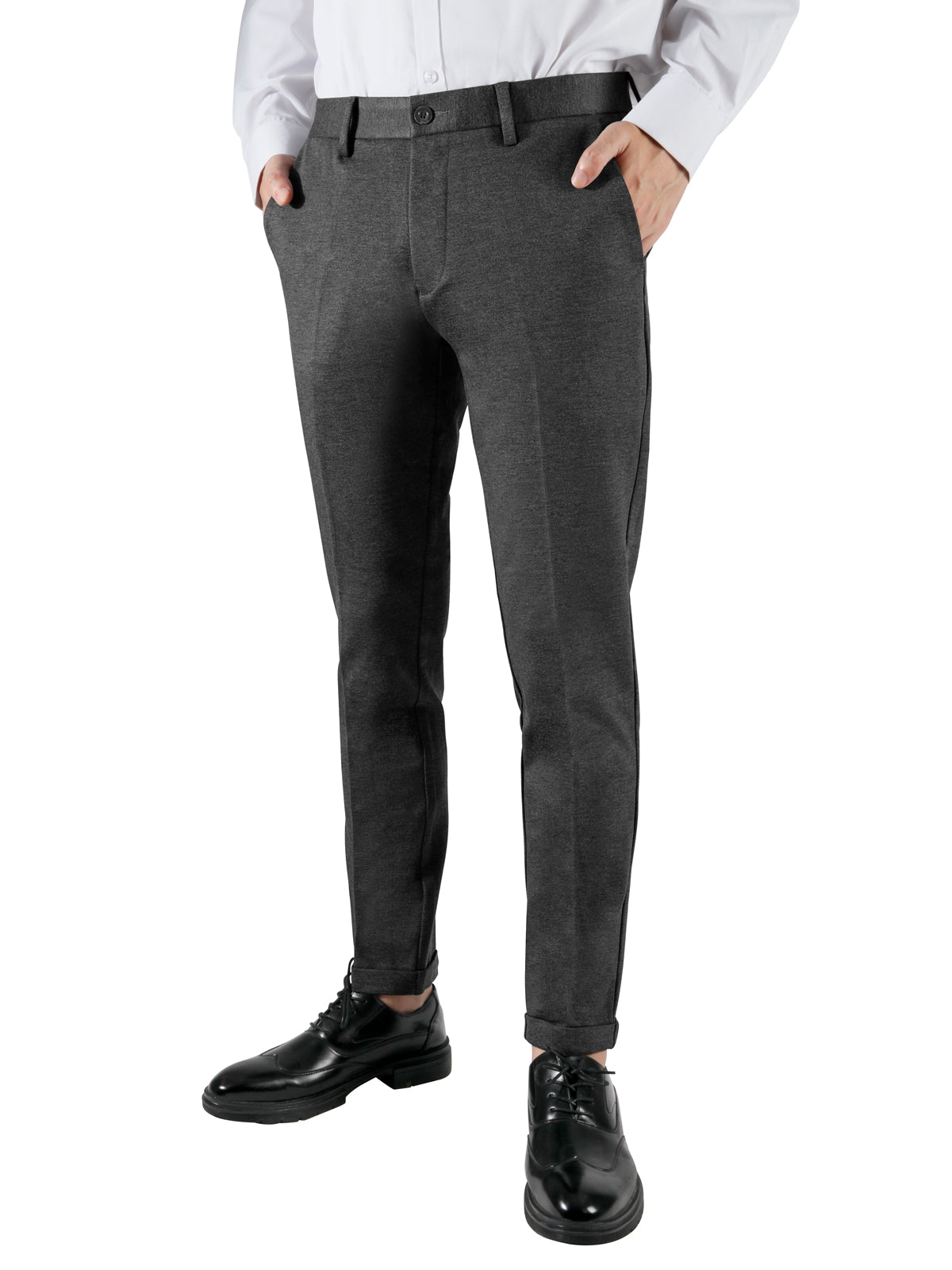 Men's A/W Casual Business Slim Fit Tapered Foot Cuff Cropped Pants