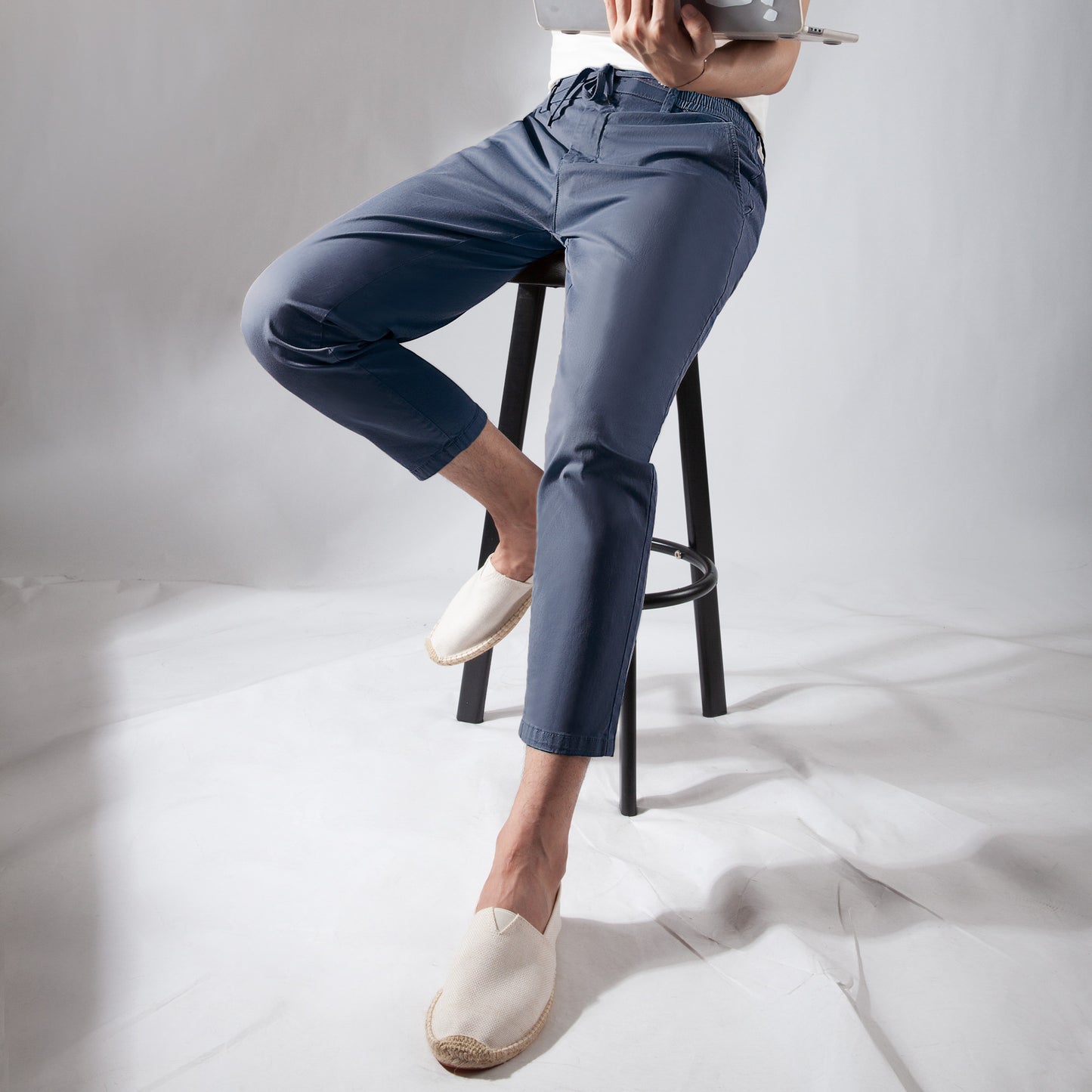 Men's S/S lace casual cropped pants