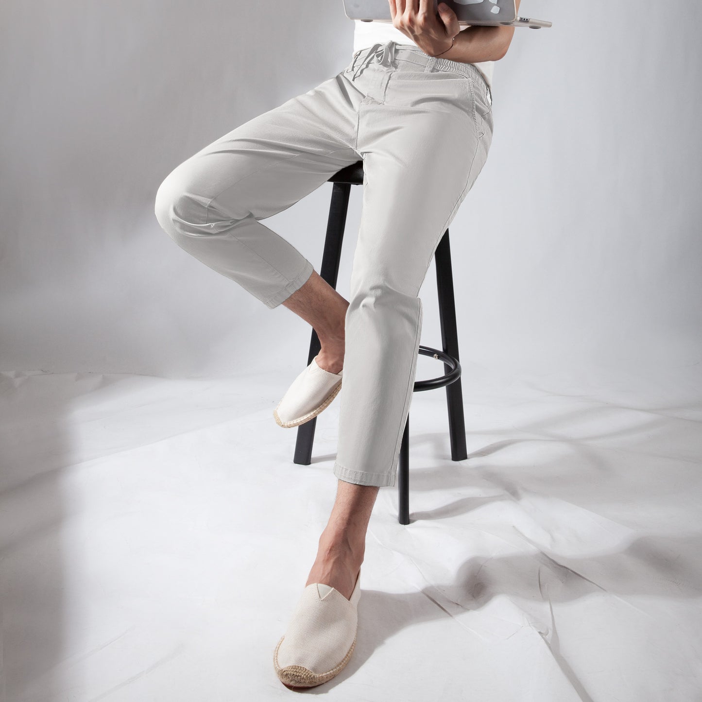 Men's S/S lace casual cropped pants