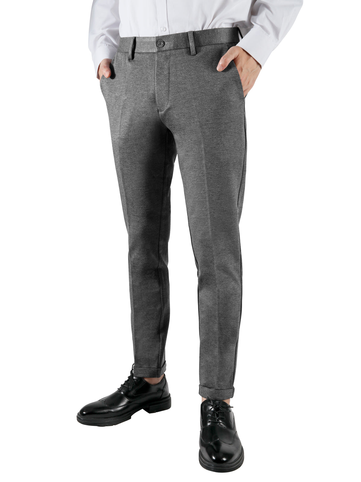 Men's A/W Casual Business Slim Fit Tapered Foot Cuff Cropped Pants