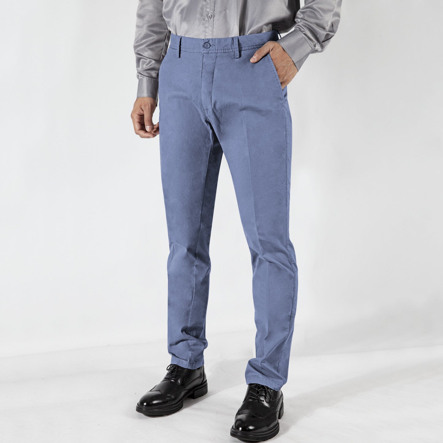 Men's S/S Satin-Finish Cotton  Business Suit Pants