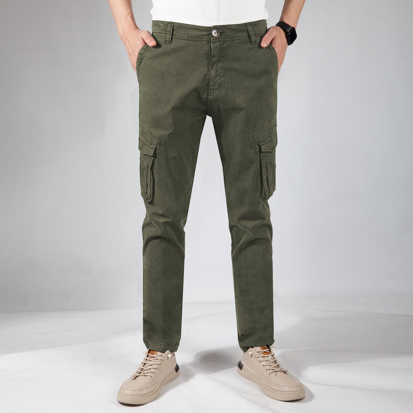 Men's S/S cotton casual cargo work pants