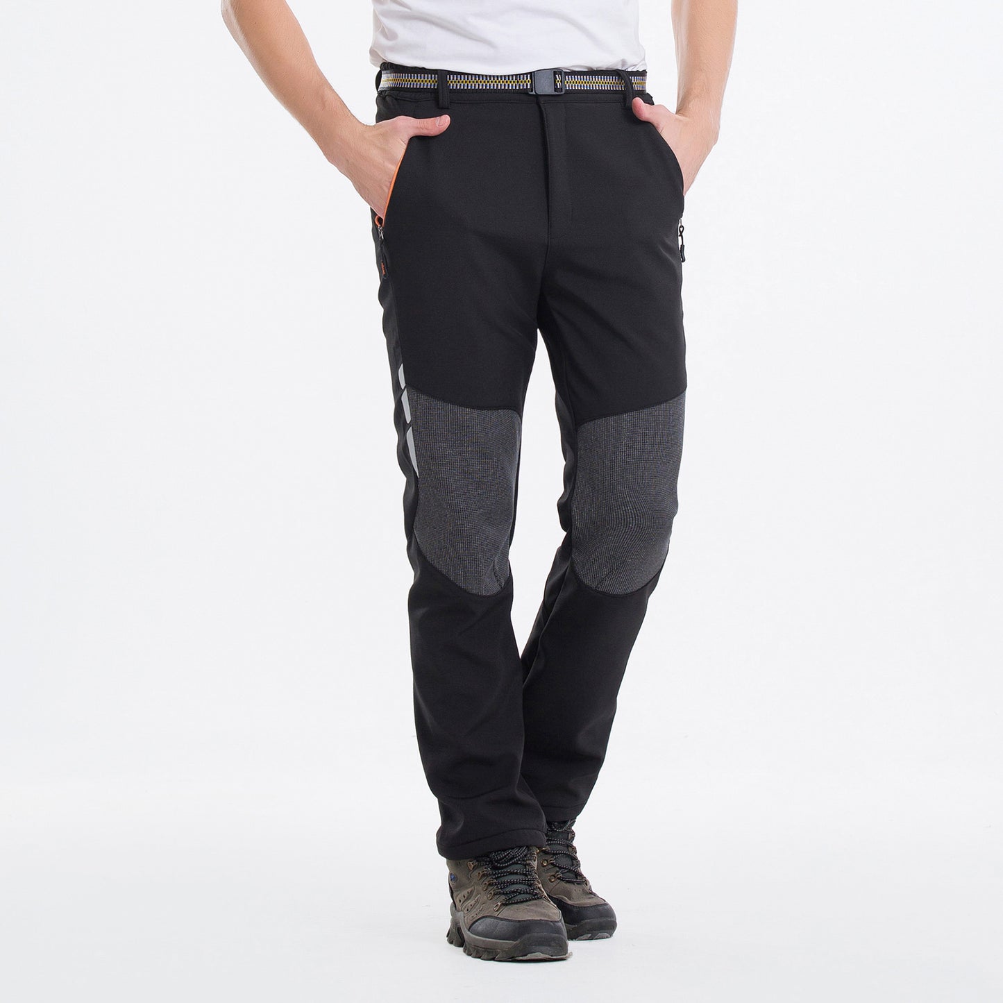 Men's A/W scratch-proof waterproof fleece warm patchwork outdoor pants