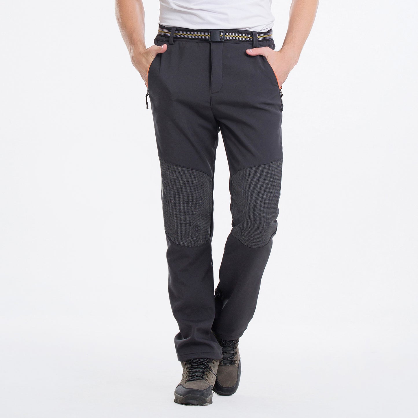 Men's A/W scratch-proof waterproof fleece warm patchwork outdoor pants